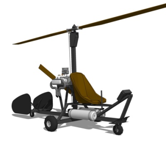 现代小型单人直升机su模型