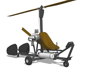 现代<em>小型</em>单人直升机su模型