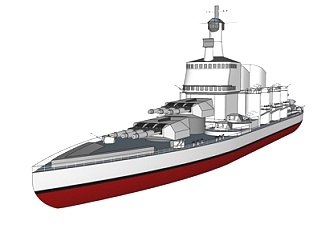 现代军舰su模型