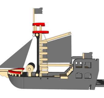 现代海盗船模型su模型