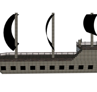 现代海盗船模型su模型