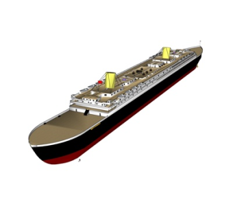 现代大型邮轮su模型