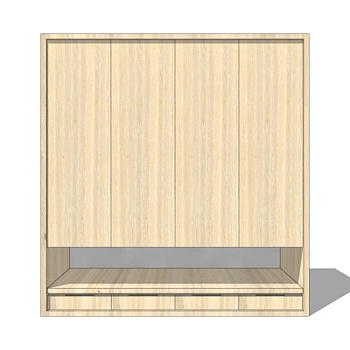 现代实木衣柜su模型
