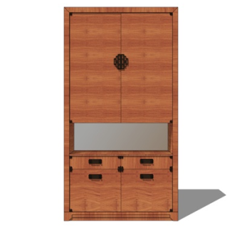 现代双开门衣柜su模型