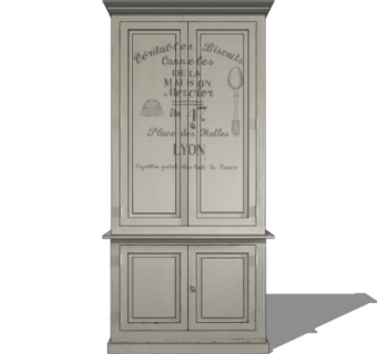 欧式双开门衣柜su模型