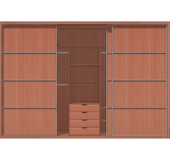 现代推拉门衣柜su模型