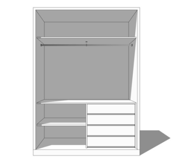 现代实木衣柜su模型