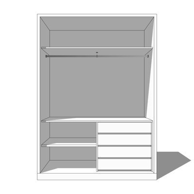 现代实木衣柜su模型