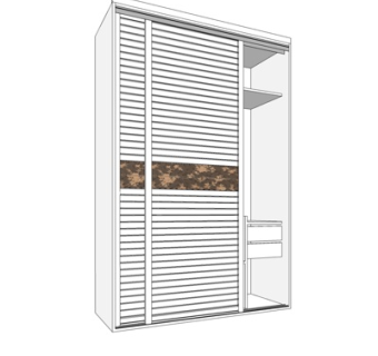 现代实木衣柜su模型