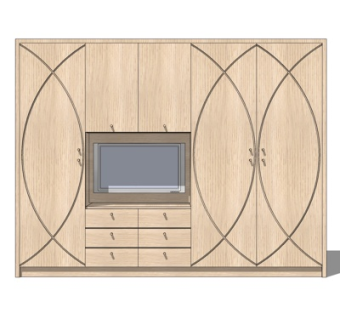 北欧原木电视柜su模型