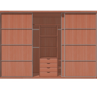 现代实木衣柜su模型