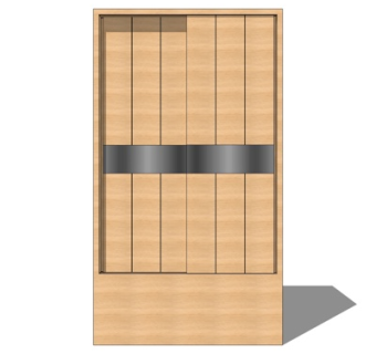 现代实木衣柜su模型