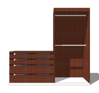 现代实木衣柜su模型