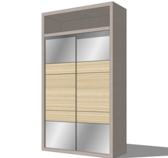 现代实木衣柜su模型