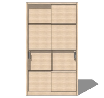 现代实木衣柜su模型