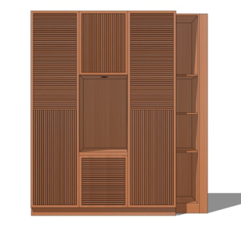 中式实木衣柜su模型