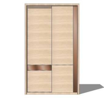 现代实木衣柜su模型