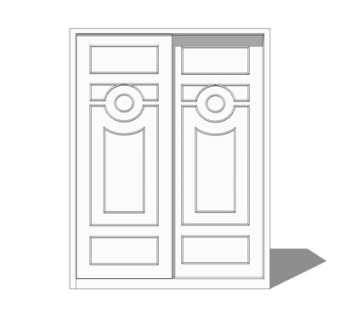 现代实木衣柜su模型