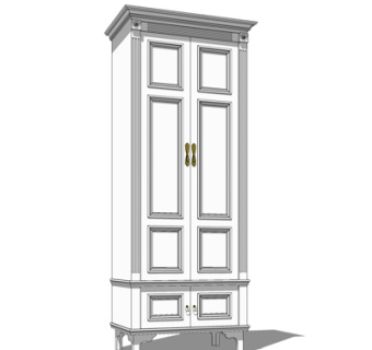 欧式实木衣柜su模型