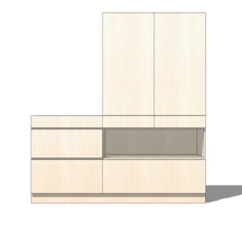 现代实木衣柜su模型