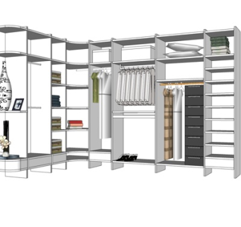 现代实木衣柜su模型
