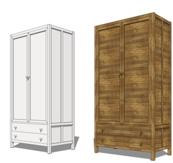 欧式实木衣柜su模型