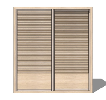 现代实木百叶衣柜su模型