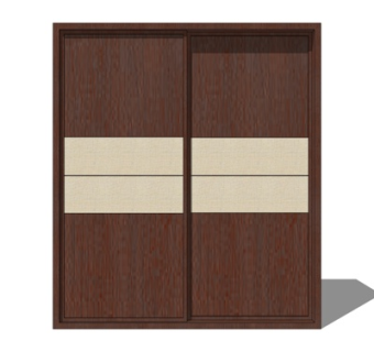 现代实木衣柜su模型