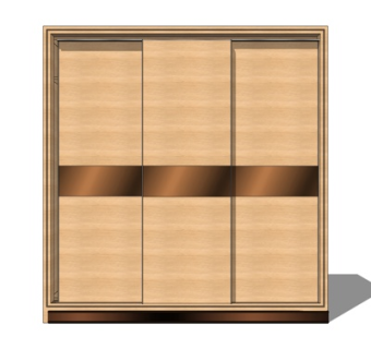 现代实木衣柜su模型