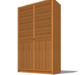 中式百叶衣柜su模型