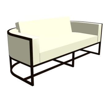 现代布艺双人沙发su模型