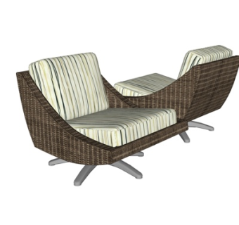 现代布艺休闲椅su模型