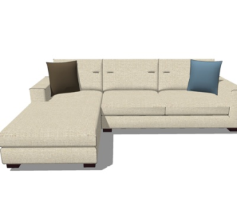 现代布艺转角沙发su模型