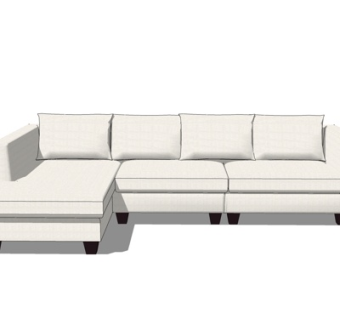 现代布艺转角沙发su模型