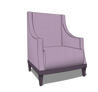 现代布艺单人沙发su模型