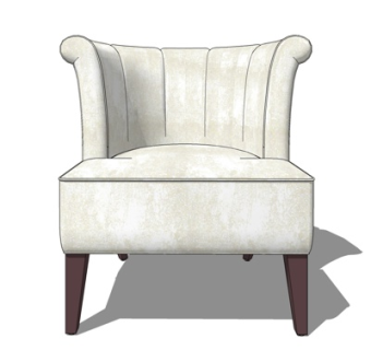 简欧布艺单人沙发su模型