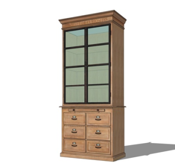 欧式玻璃衣柜su模型