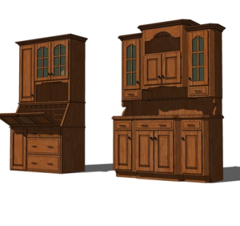 欧式实木酒柜su模型