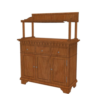 中式实木边柜su模型