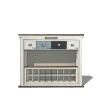 现代复古边柜su模型