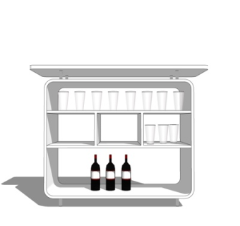 现代实木餐边柜su模型