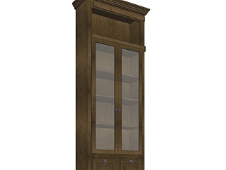 欧式古典玻璃衣柜su模型