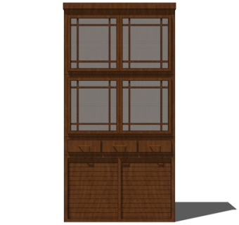 中式实木衣柜su模型