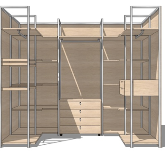 北欧原木装饰架su模型