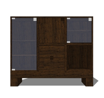 现代实木边柜su模型