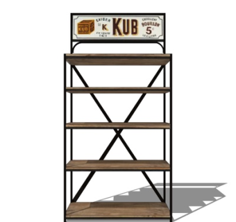 工业风实木装饰架su模型