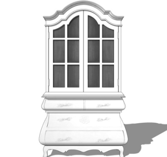 欧式玻璃衣柜su模型