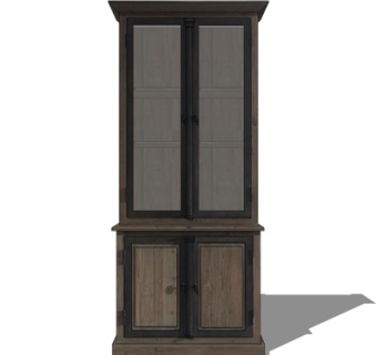 新中式玻璃衣柜su模型