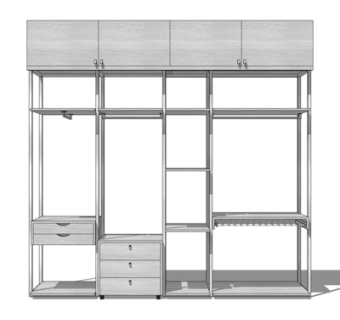 现代实木装饰架su模型