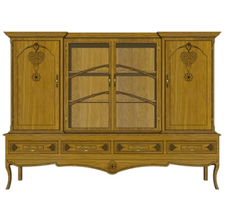 欧式实木酒柜su模型